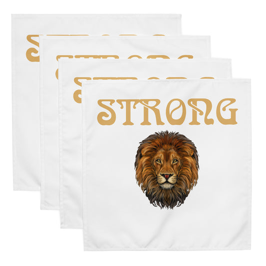 “STRONG”White Cloth Napkin Set W/Fawn Font