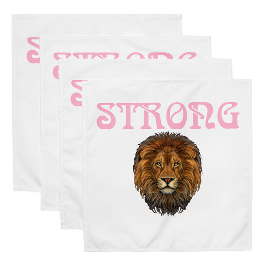 “STRONG”White Cloth Napkin Set W/Cotton Candy Font