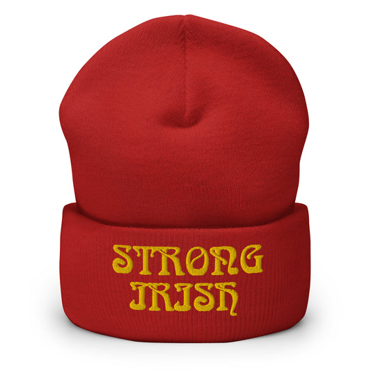 “STRONG IRISH”Cuffed Beanie W/Yellow Font