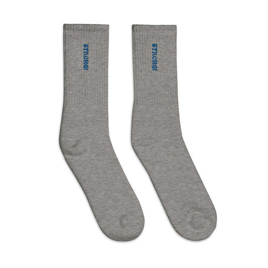 “STRONG!”Embroidered Socks W/Blue Font