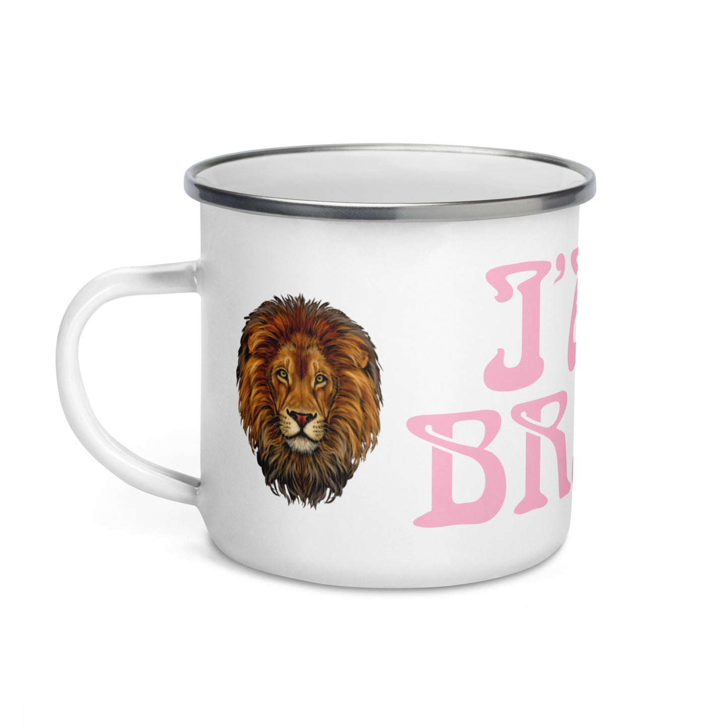 “I’AM BRAVE!”Enamel Mug W/Cotton Candy Font