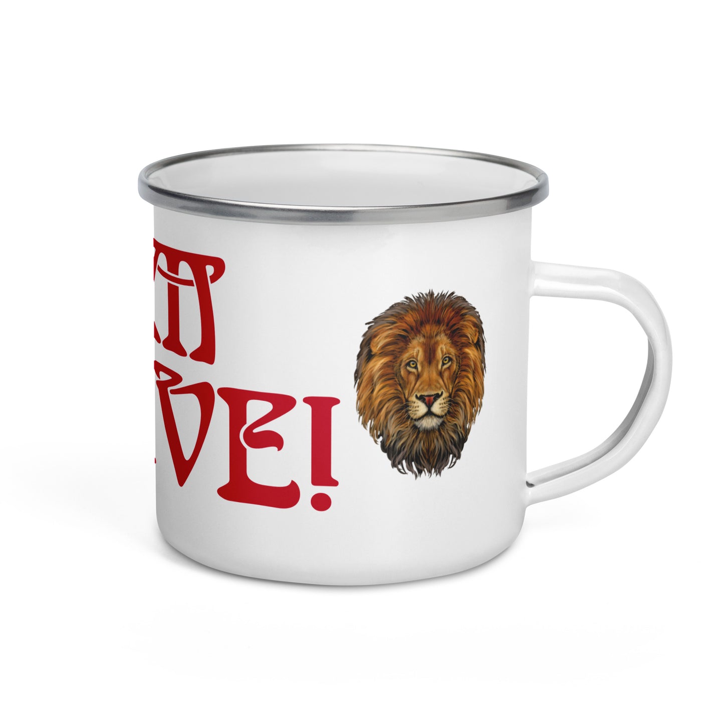 “I’AM BRAVE!”Enamel Mug W/Red Font