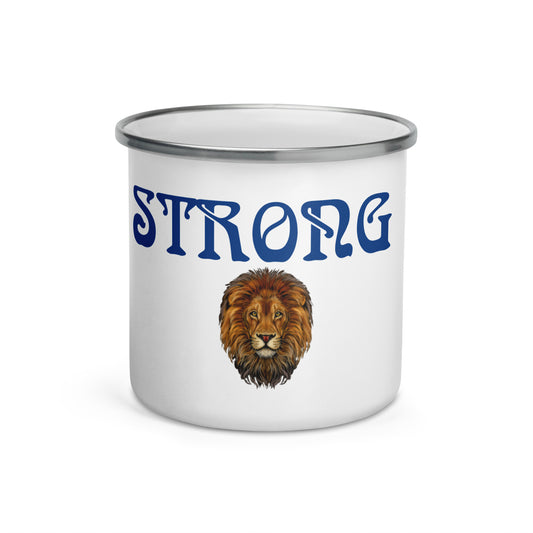 Enamel Mug W/Blue Font