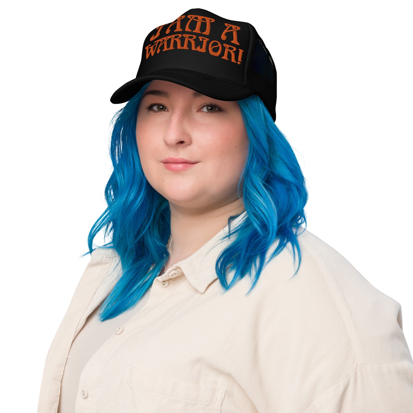 “I’AM A WARRIOR!” Foam Trucker Hat W/Orange Font