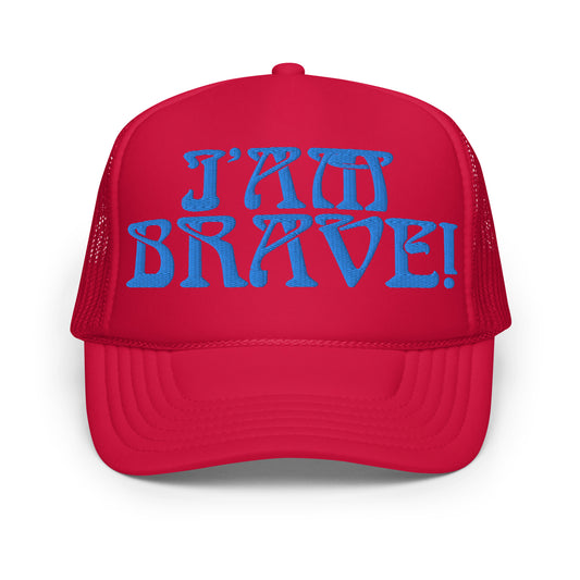 “I’AM BRAVE!”Foam Trucker Hat W/SkyBlue Font