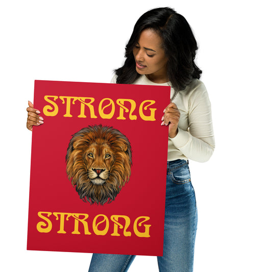 “STRONG”Red Metal Prints W/Yellow Font