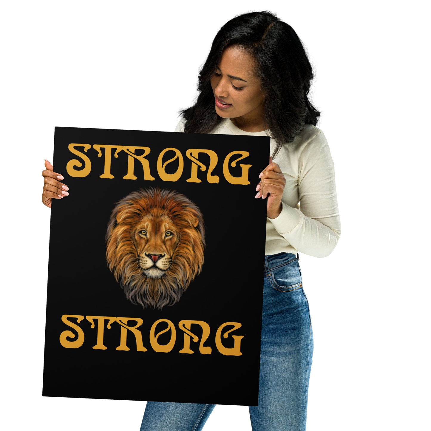 “STRONG”Black Metal Prints W/Bronze Font