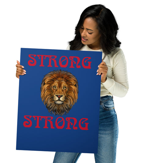 “STRONG”Blue Metal Prints W/Red Font