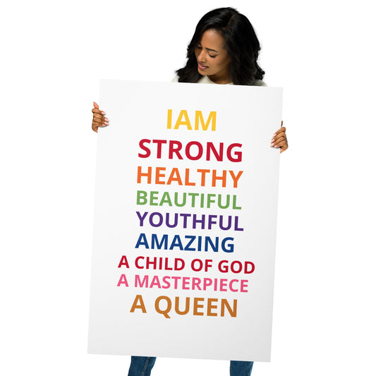 “Queen”White Metal Prints W/Rainbow Font