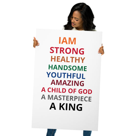 ”King”White Metal Prints W/Rainbow Font