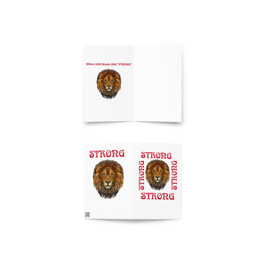 “STRONG”White Greeting Card W/Red Font