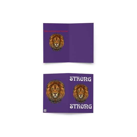 “STRONG”Purple Greeting Card W/Red Font