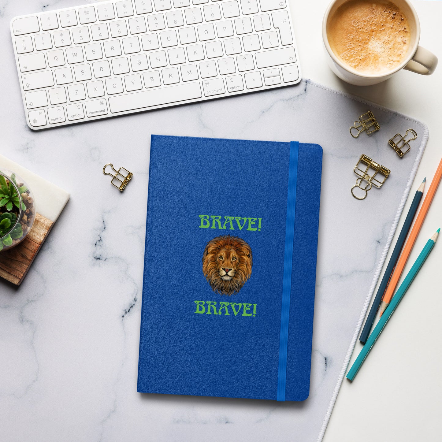 “BRAVE!”Hardcover Bound Notebook W/Green Font