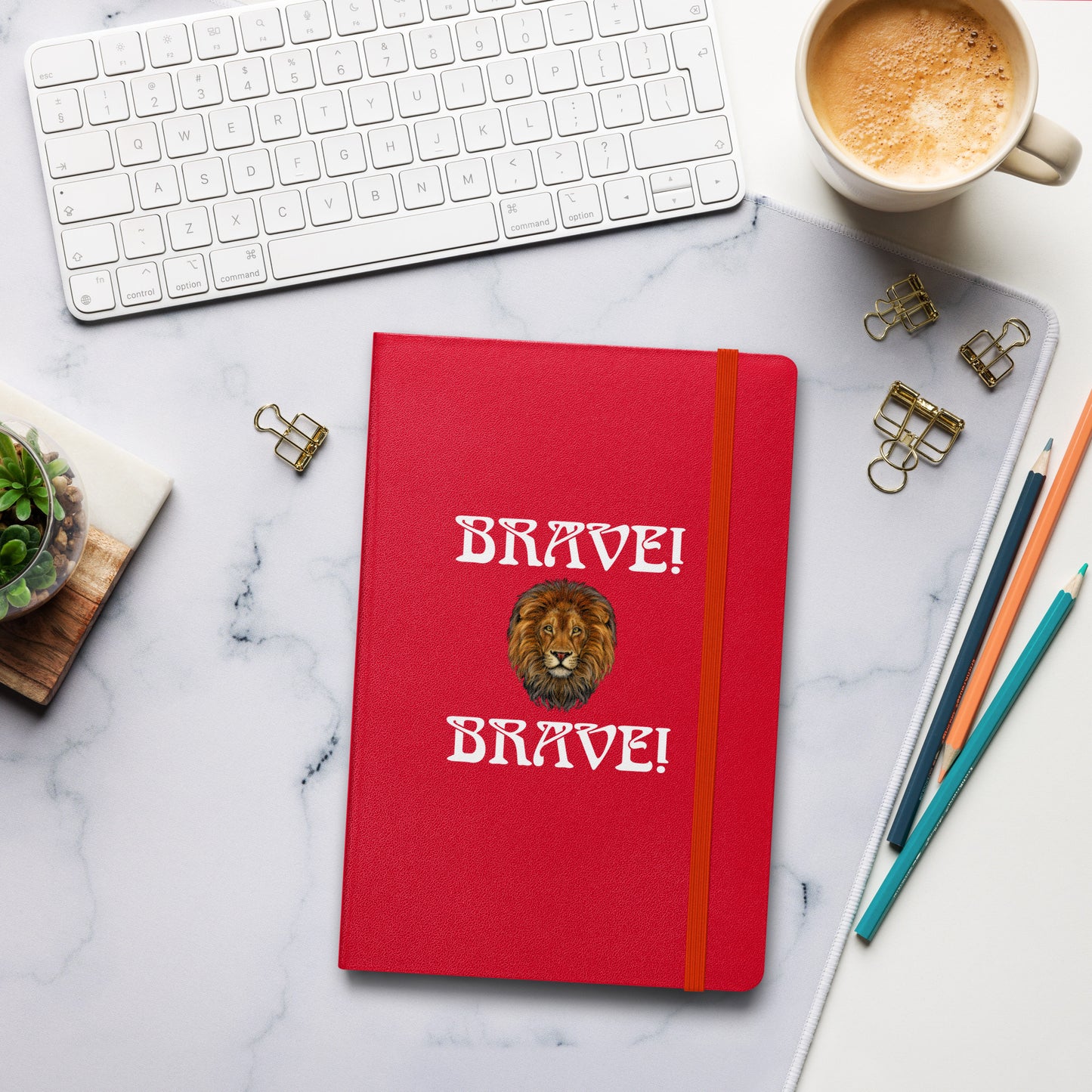 “BRAVE!”Hardcover Bound Notebook W/White Font