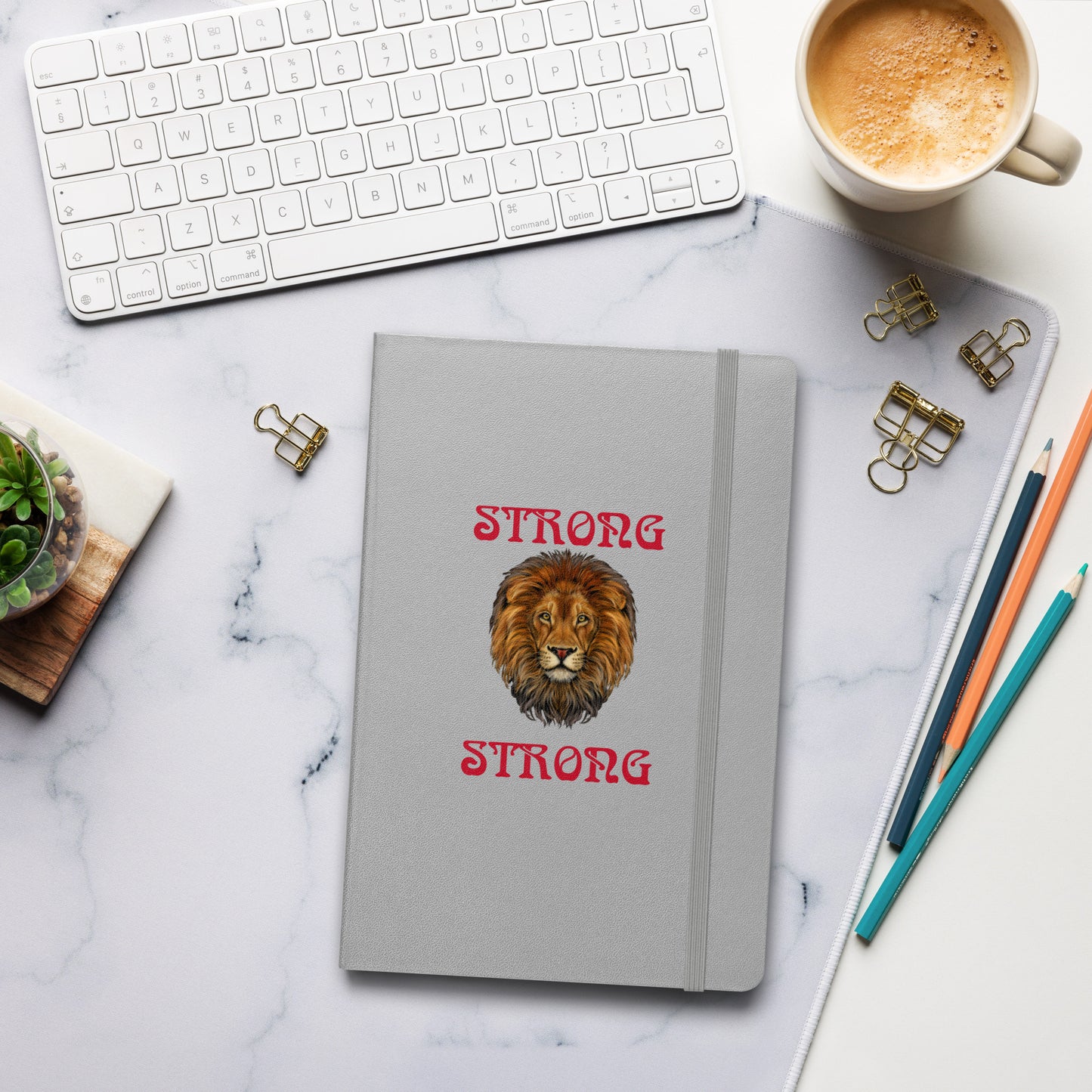 "STRONG"Hardcover Bound Notebook W/Red Font