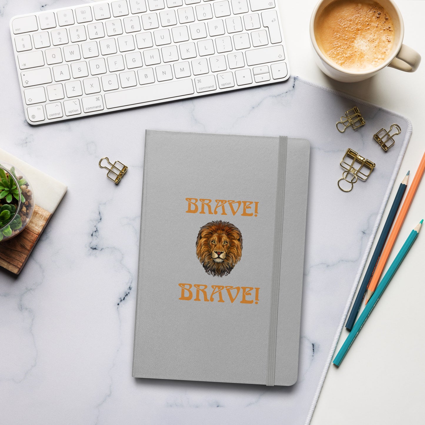 “BRAVE!”Hardcover Bound Notebook W/Bronze Font