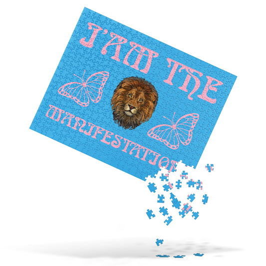 “I’AM THE MANIFESTATION!”SkyBlue Jigsaw Puzzle W/Cotton Candy Font