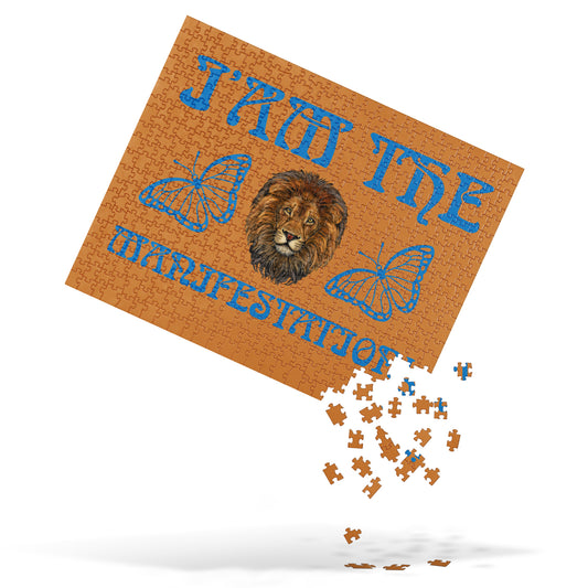 “I’AM THE MANIFESTATION!”Bronze Jigsaw Puzzle W/Navy Blue Font