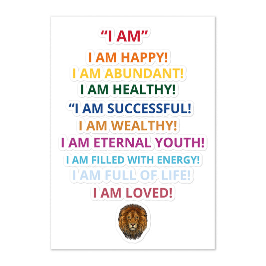 “IAM”Affirmation Sticker Sheet W/Rainbow Font