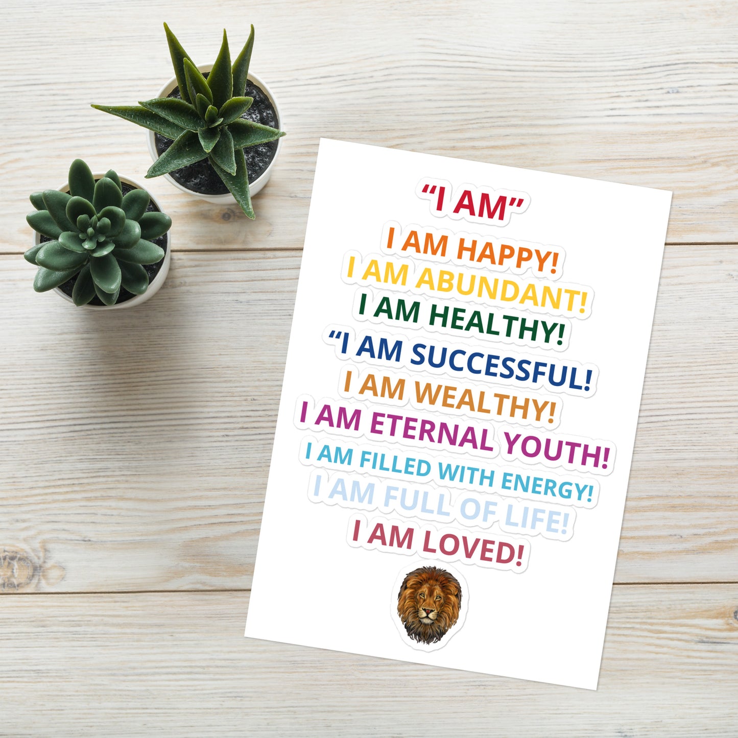 “IAM”Affirmation Sticker Sheet W/Rainbow Font