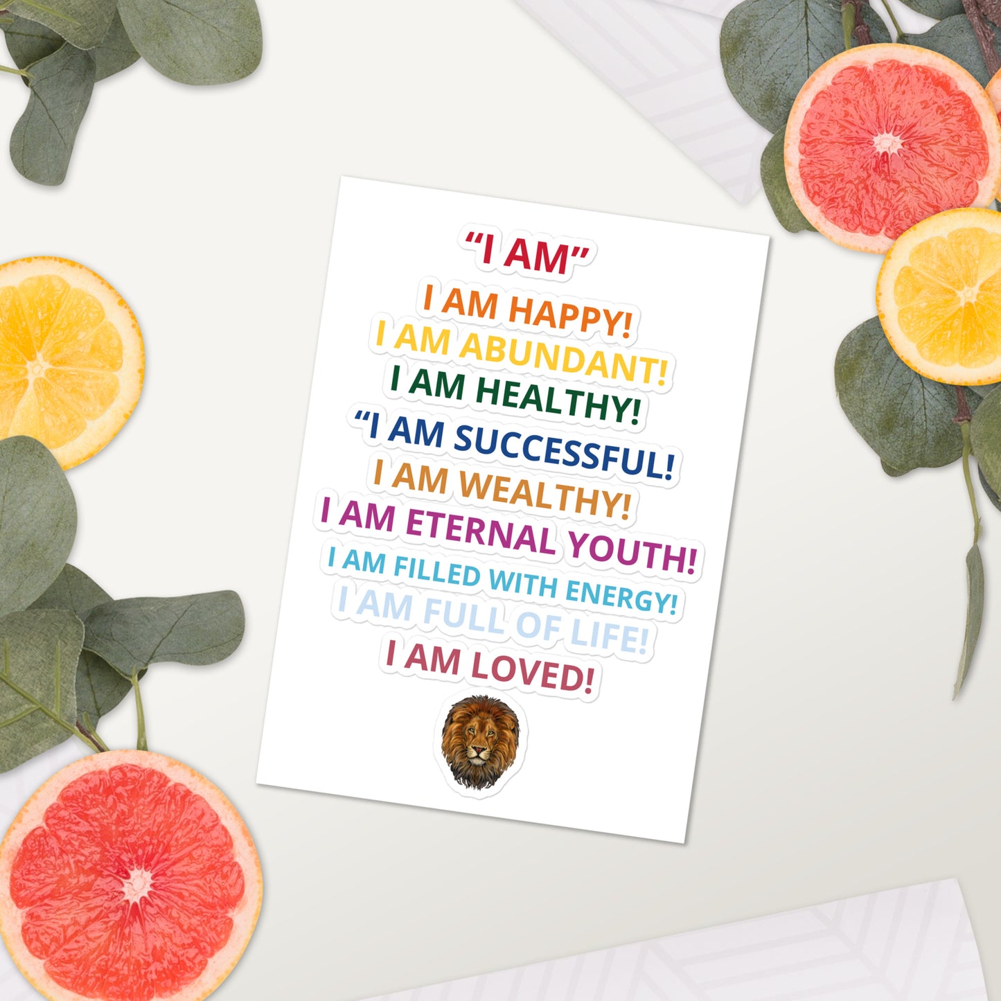 “IAM”Affirmation Sticker Sheet W/Rainbow Font