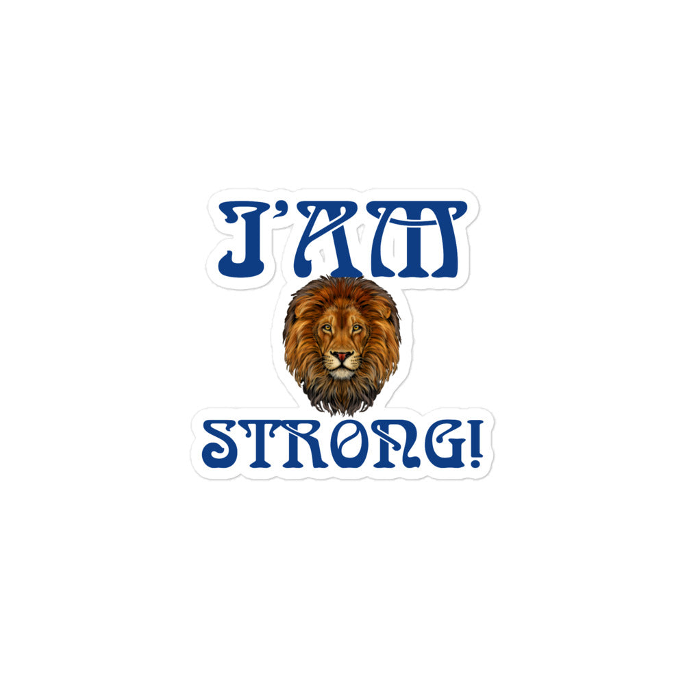 “I’AM STRONG!” Bubble-Free Stickers W/Blue Font