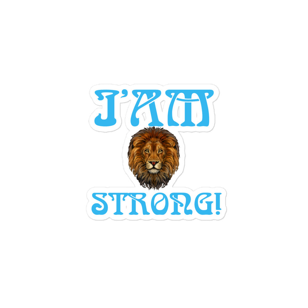 “I’AM STRONG!” Bubble-Free Stickers W/SkyBlue Font