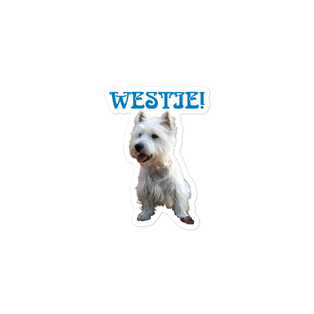 “WESTIE!”Bubble-Free Stickers W/SkyBlue Font