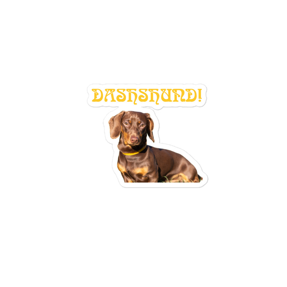 “DASHSHUND!”Bubble-Free Stickers W/Yellow Font