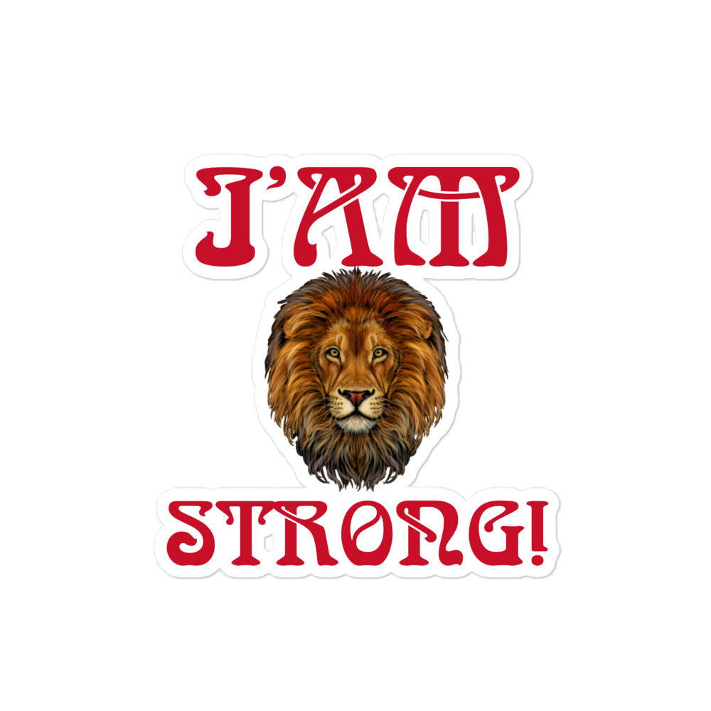 “I’AM STRONG!” Bubble-Free Stickers W/Red Font