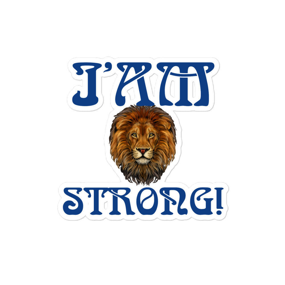 “I’AM STRONG!” Bubble-Free Stickers W/Blue Font