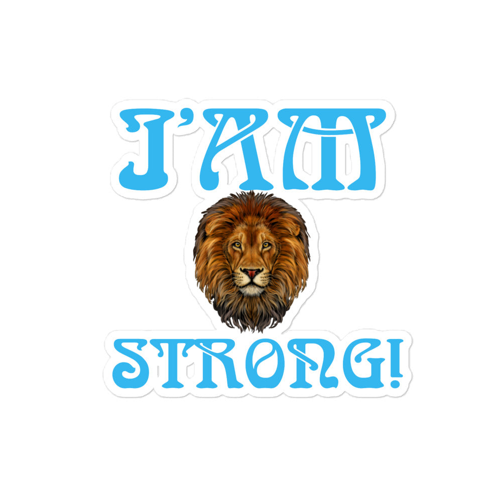 “I’AM STRONG!” Bubble-Free Stickers W/SkyBlue Font