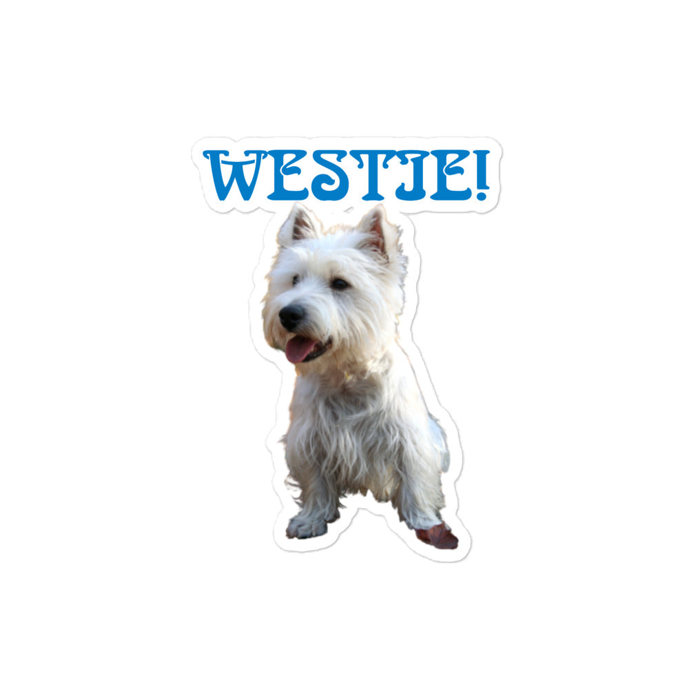 “WESTIE!”Bubble-Free Stickers W/SkyBlue Font