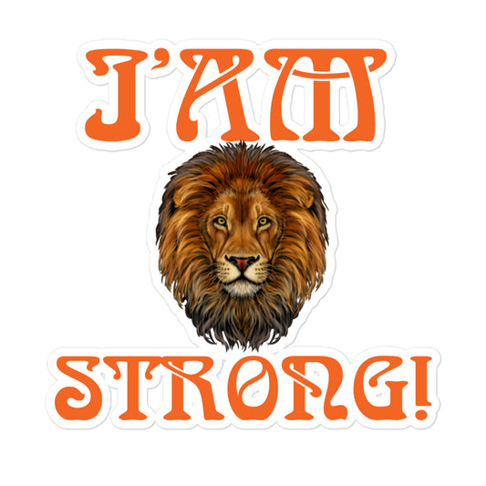 “I’AM STRONG!” Bubble-Free Stickers W/Orange Font