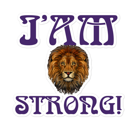 “I’AM STRONG!” Bubble-Free Stickers W/Purple Font