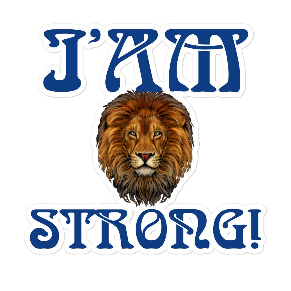 “I’AM STRONG!” Bubble-Free Stickers W/Blue Font