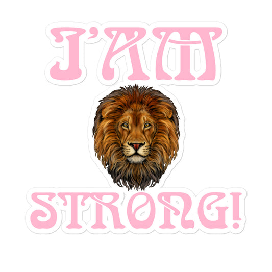 “I’AM STRONG!”Bubble-Free Stickers W/Cotton Candy Font