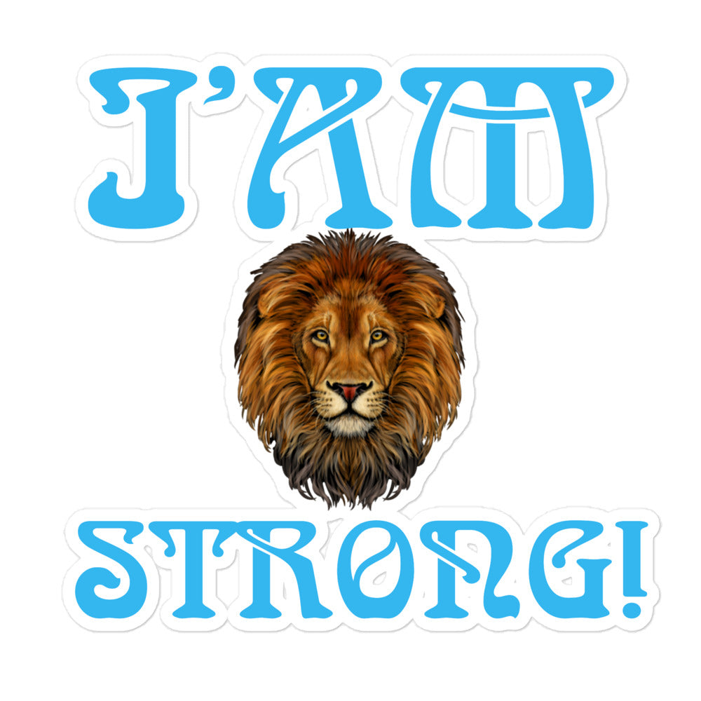 “I’AM STRONG!” Bubble-Free Stickers W/SkyBlue Font