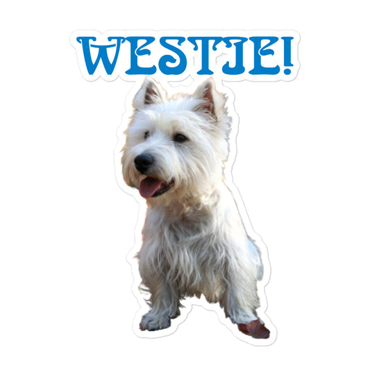 “WESTIE!”Bubble-Free Stickers W/SkyBlue Font