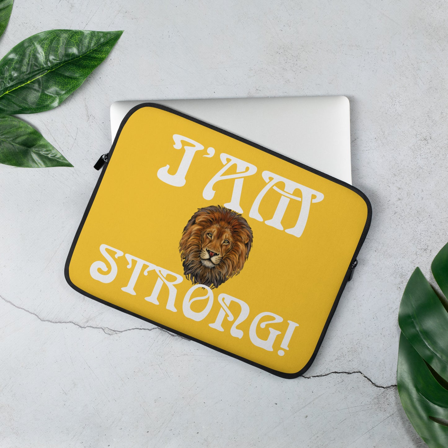 “I’AM STRONG!”Yellow Laptop Sleeve W/White Font