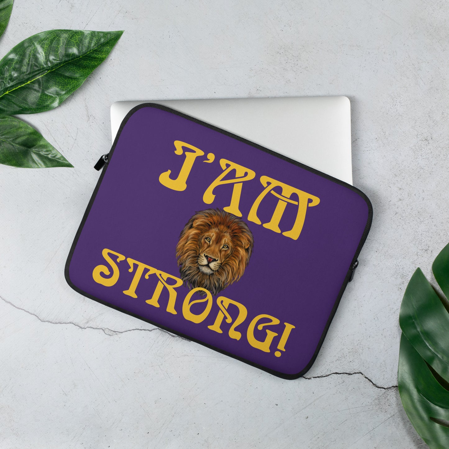 “I’AM STRONG!”Purple Laptop Sleeve W/Yellow Font