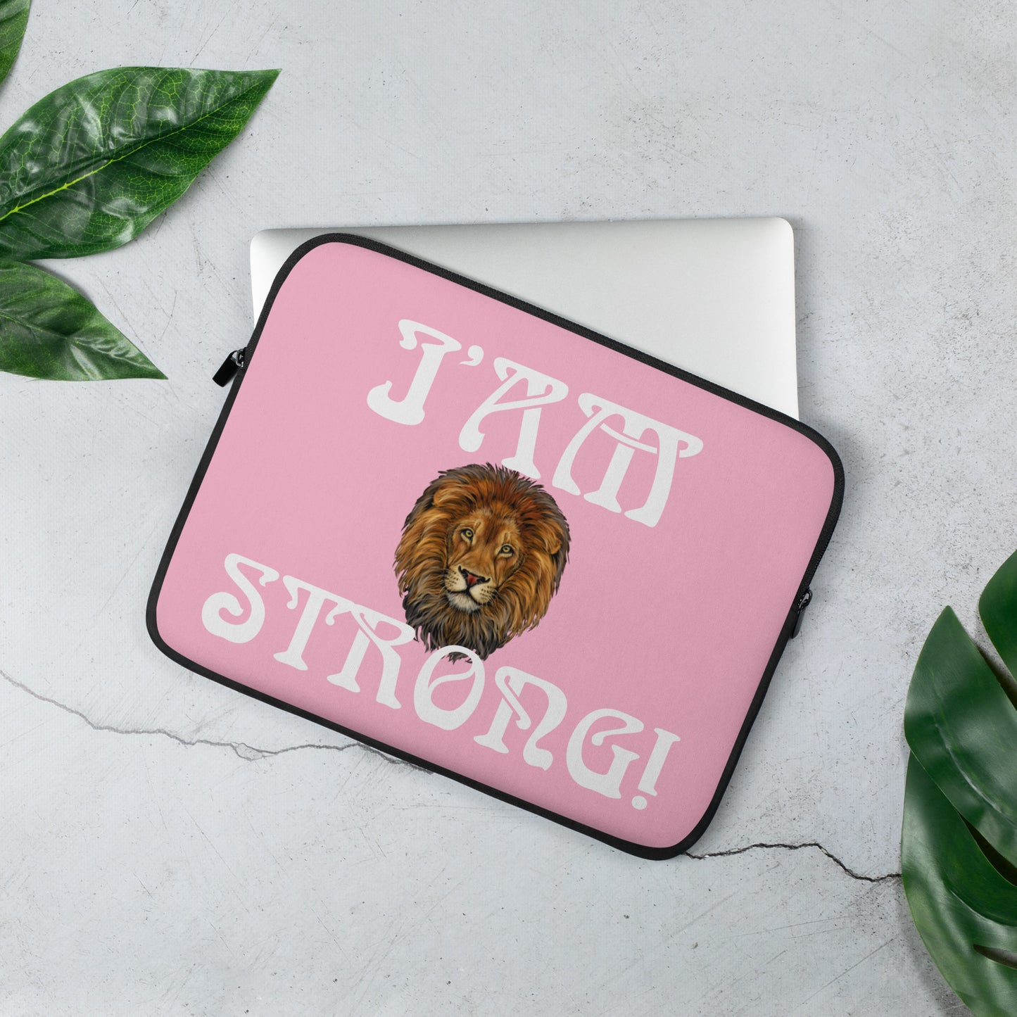 “I’AM STRONG!”Cotton Candy Laptop Sleeve W/White Font