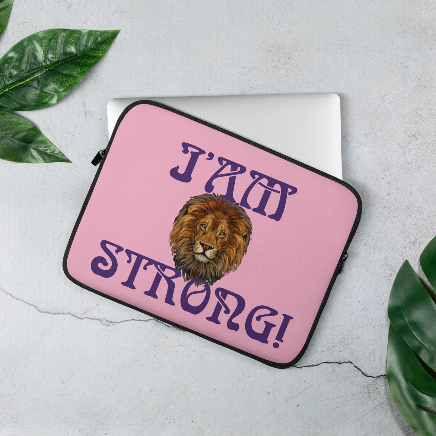 “I’AM STRONG!”Cotton Candy Laptop Sleeve W/Purple Font