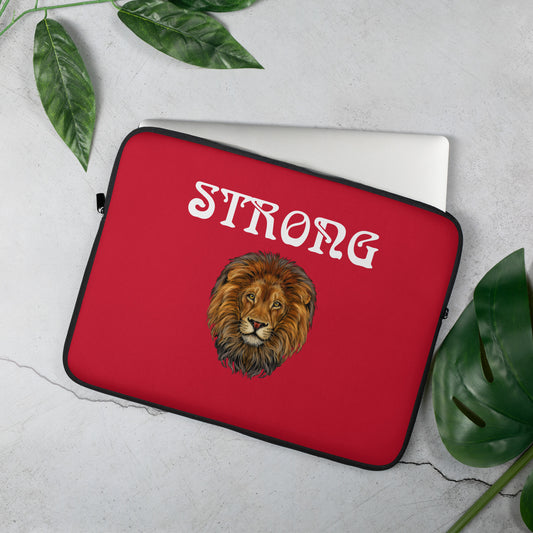 “STRONG”Red Laptop Sleeve W/White Font