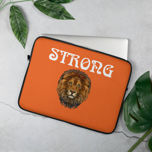 “STRONG”Orange Laptop Sleeve W/White Font