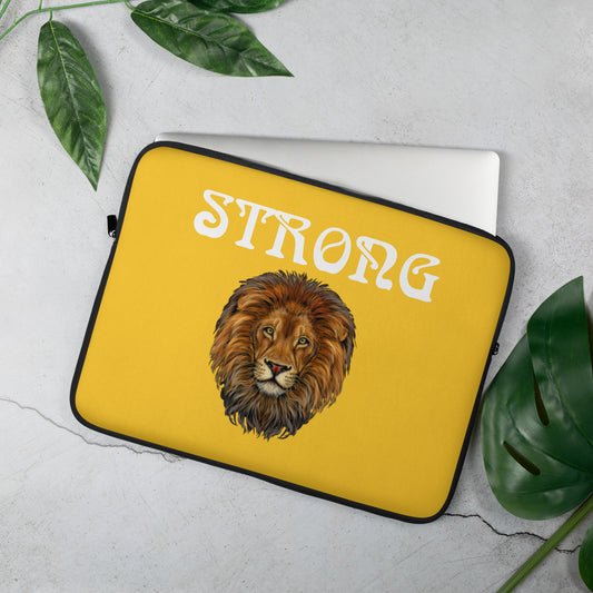 “STRONG”Yellow Laptop Sleeve W/White Font