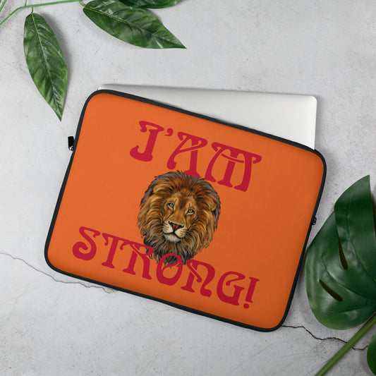 “I’AM STRONG!”Orange Laptop Sleeve W/Red Font