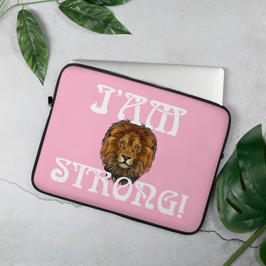 “I’AM STRONG!”Cotton Candy Laptop Sleeve W/White Font