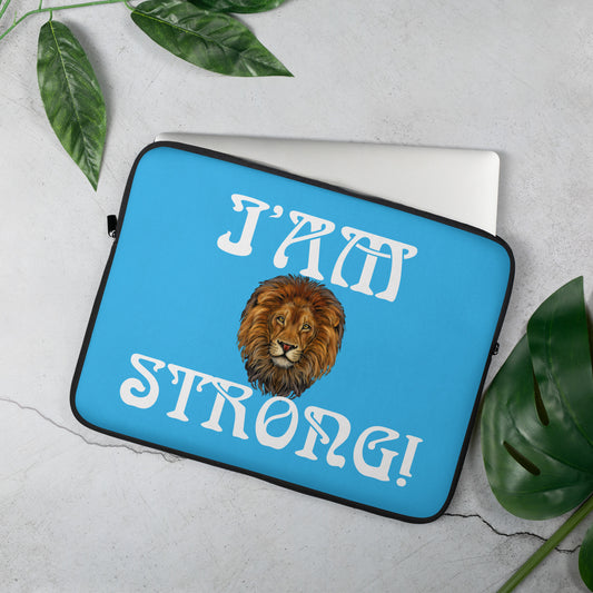 “I’AM STRONG!”SkyBlue Laptop Sleeve W/White Font