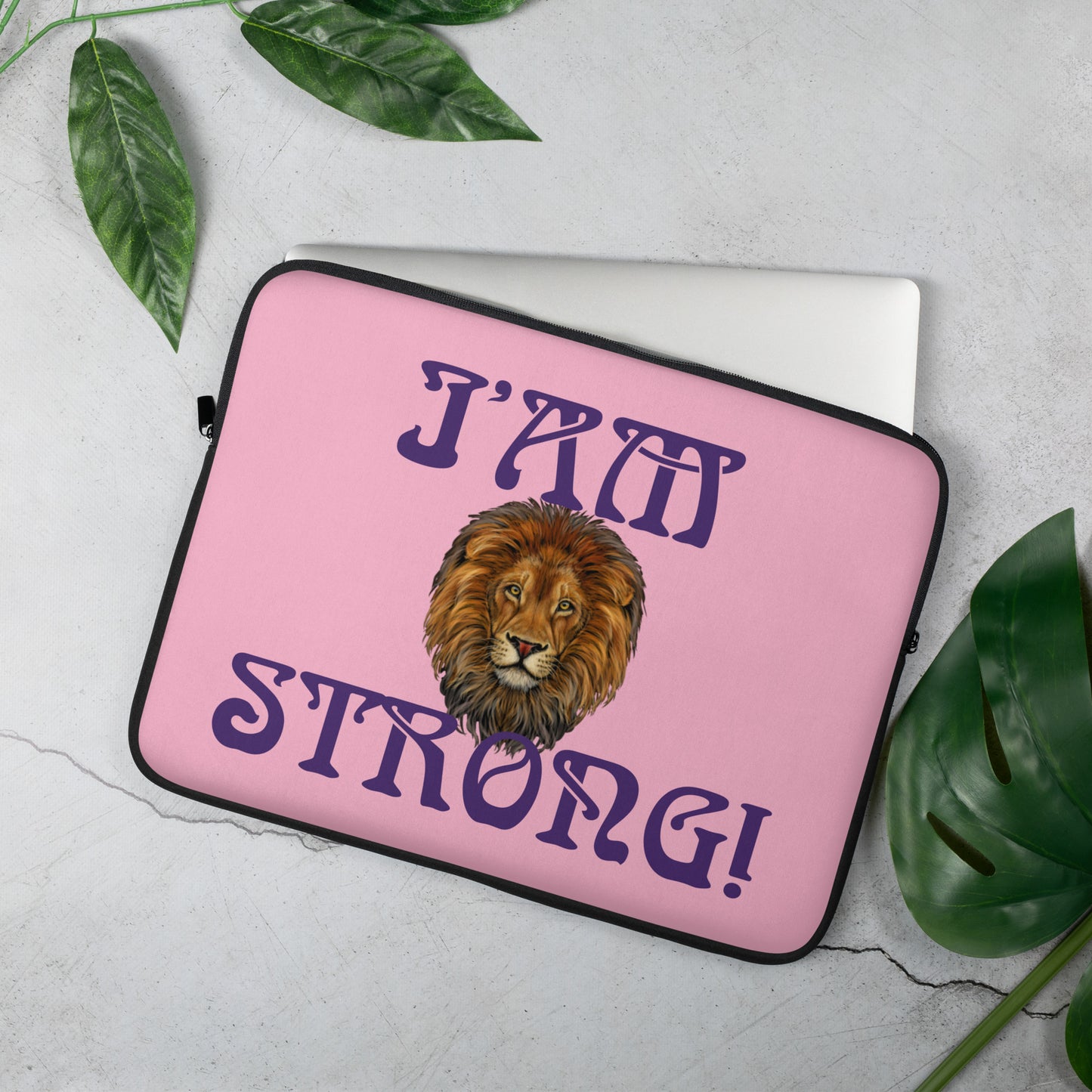 “I’AM STRONG!”Cotton Candy Laptop Sleeve W/Purple Font